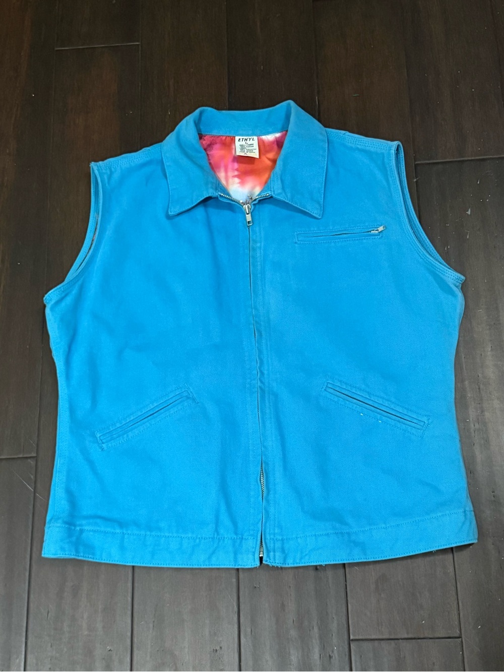 Bright Blue Sleeveless Zip-Front Vest by ETHYL
